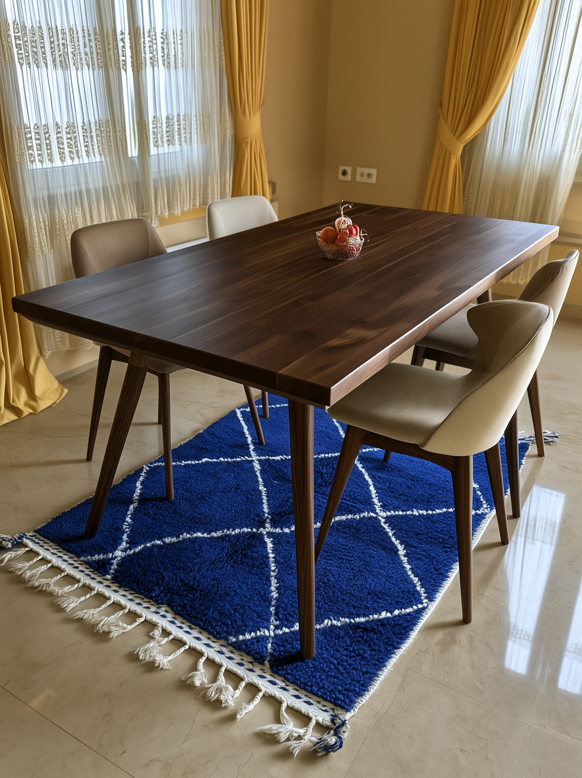 Tapis berber marocain en laine tissé à la main avec motifs traditionnels, dimensions 100 x 150 cm, par HOUSE OF BERBER RUGS