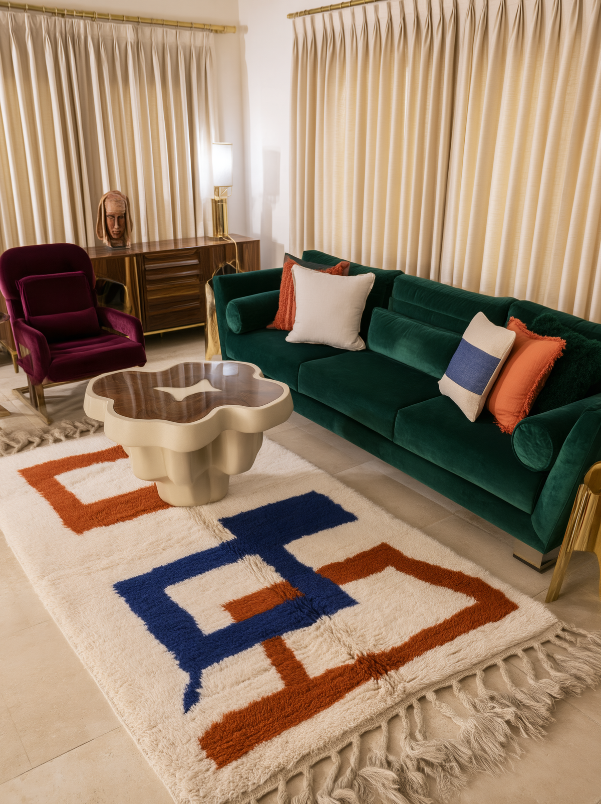 Tapis Berbères Azilal en laine tissé à la main par artisans berbères, motif traditionnel, dimensions 100x150 cm.