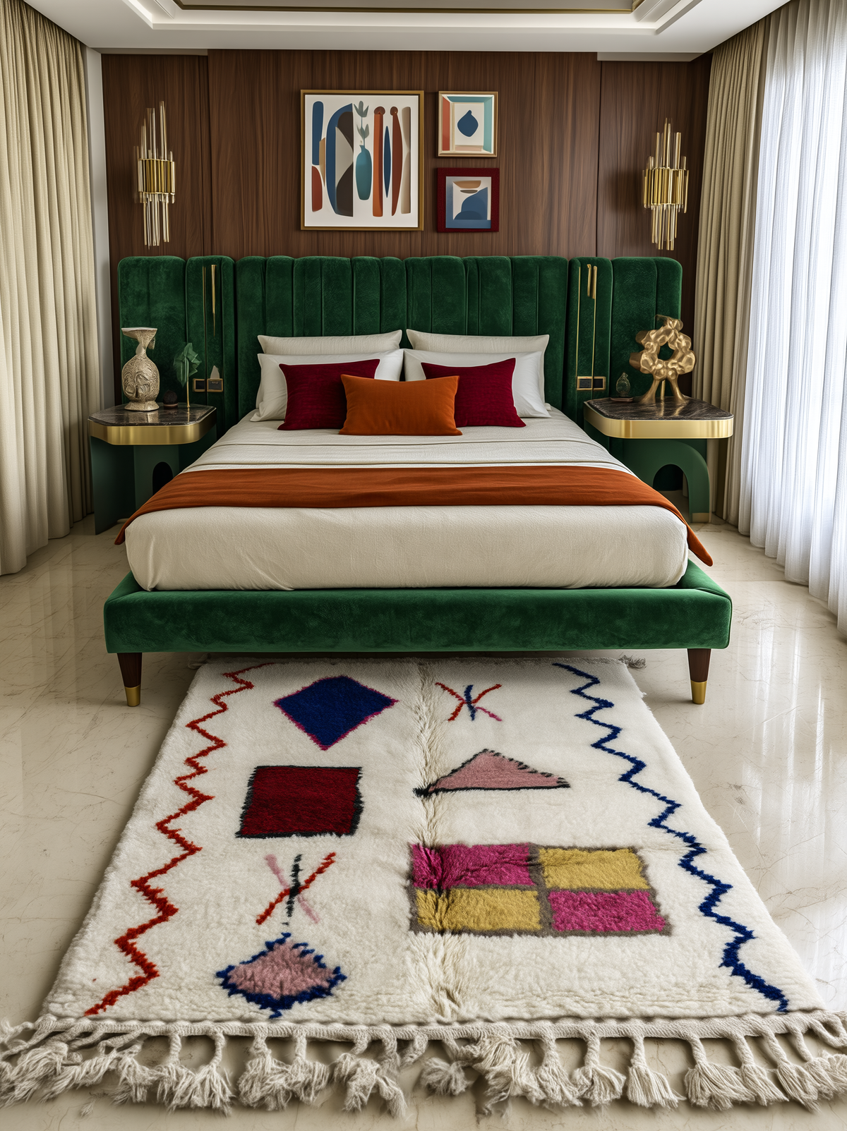Tapis Azilal marocain en laine tissé à la main avec motifs berbères, dimensions 100x150 cm, par HOUSE OF BERBER RUGS