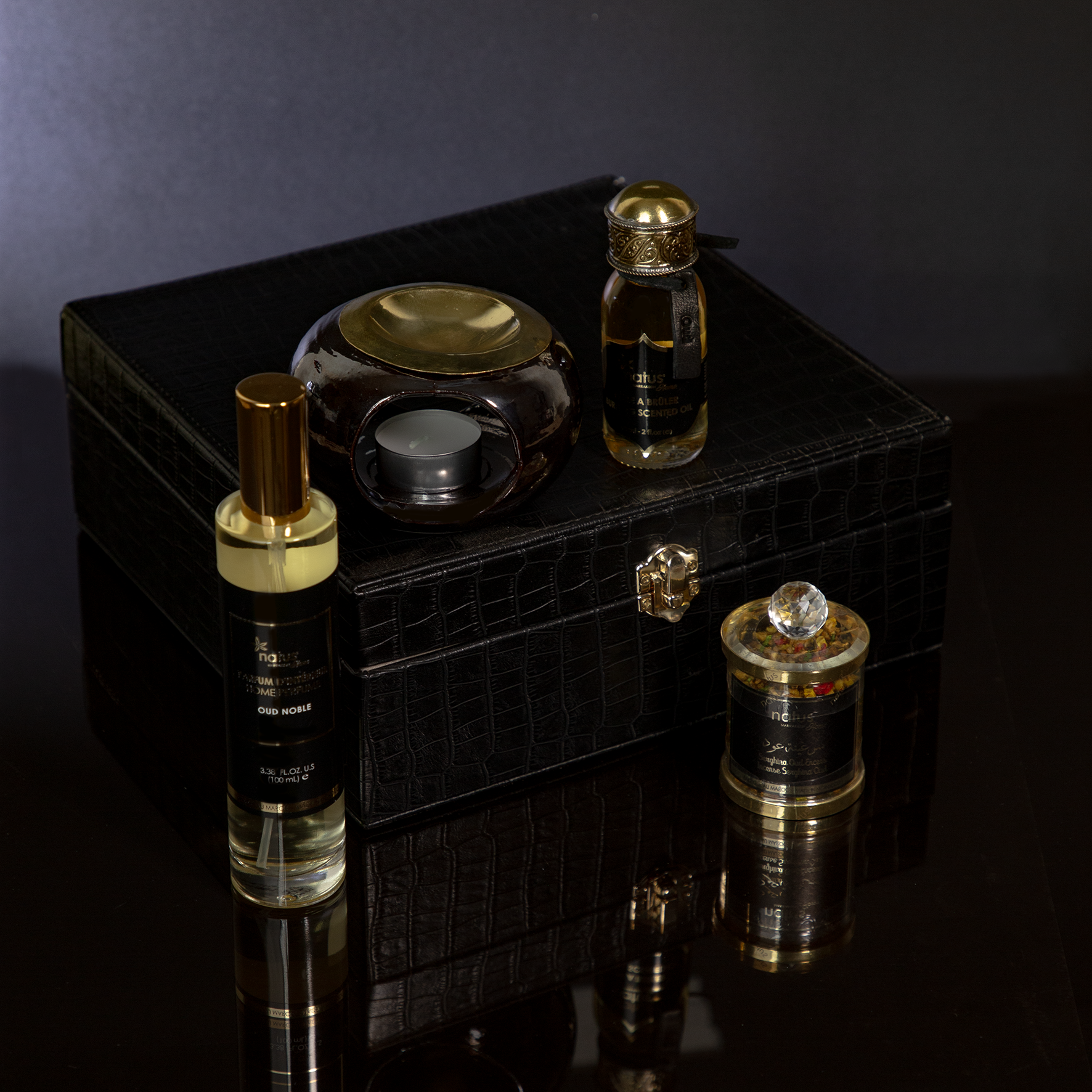Coffret Parfum d'intérieur "Noble" – Parfum Oud & Encens Serghina d’Exception