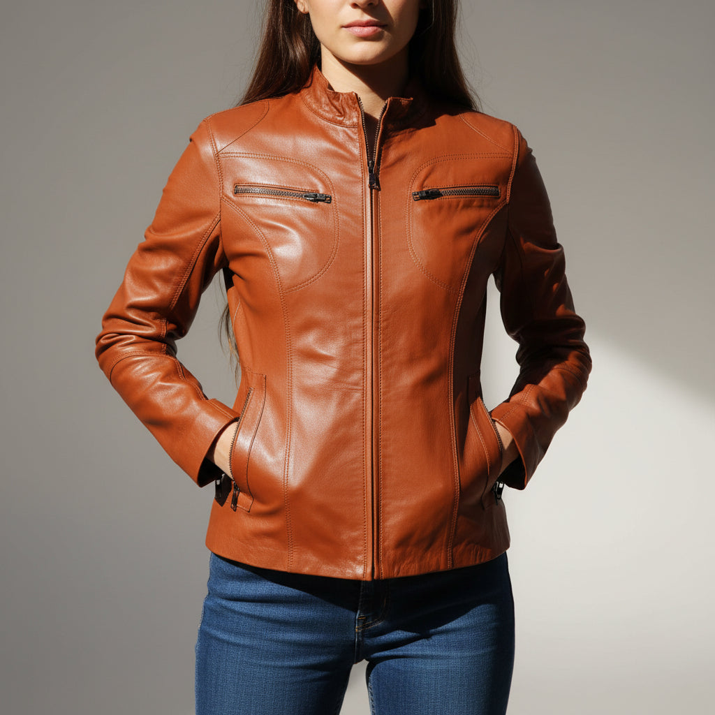 Blouson Femme en Cuir d’Agneau – Savoir-Faire d’Artisan Marocain - The Moroccan Vibrations
