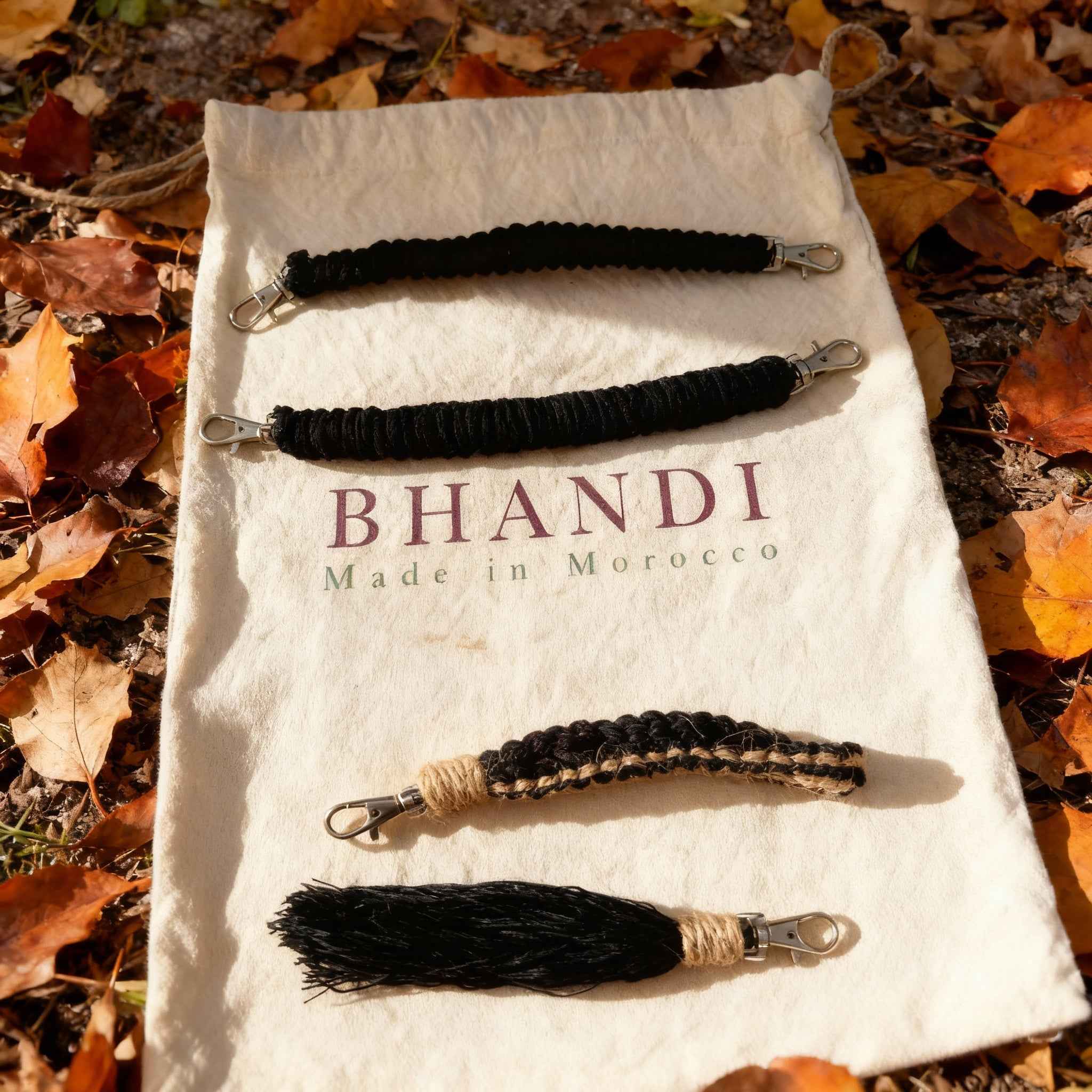 Ensemble "Goffa Buck" Noir – Sac à main & Pochette assortie + accessoires