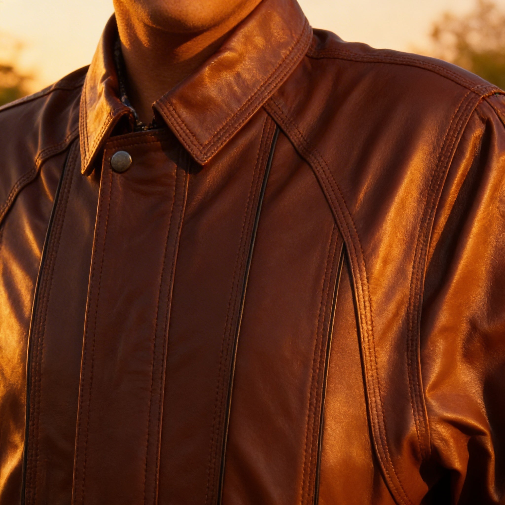 Veste Homme en Cuir Véritable – Modèle THEO VINTAGE - Artisanat Marocain - The Moroccan Vibrations