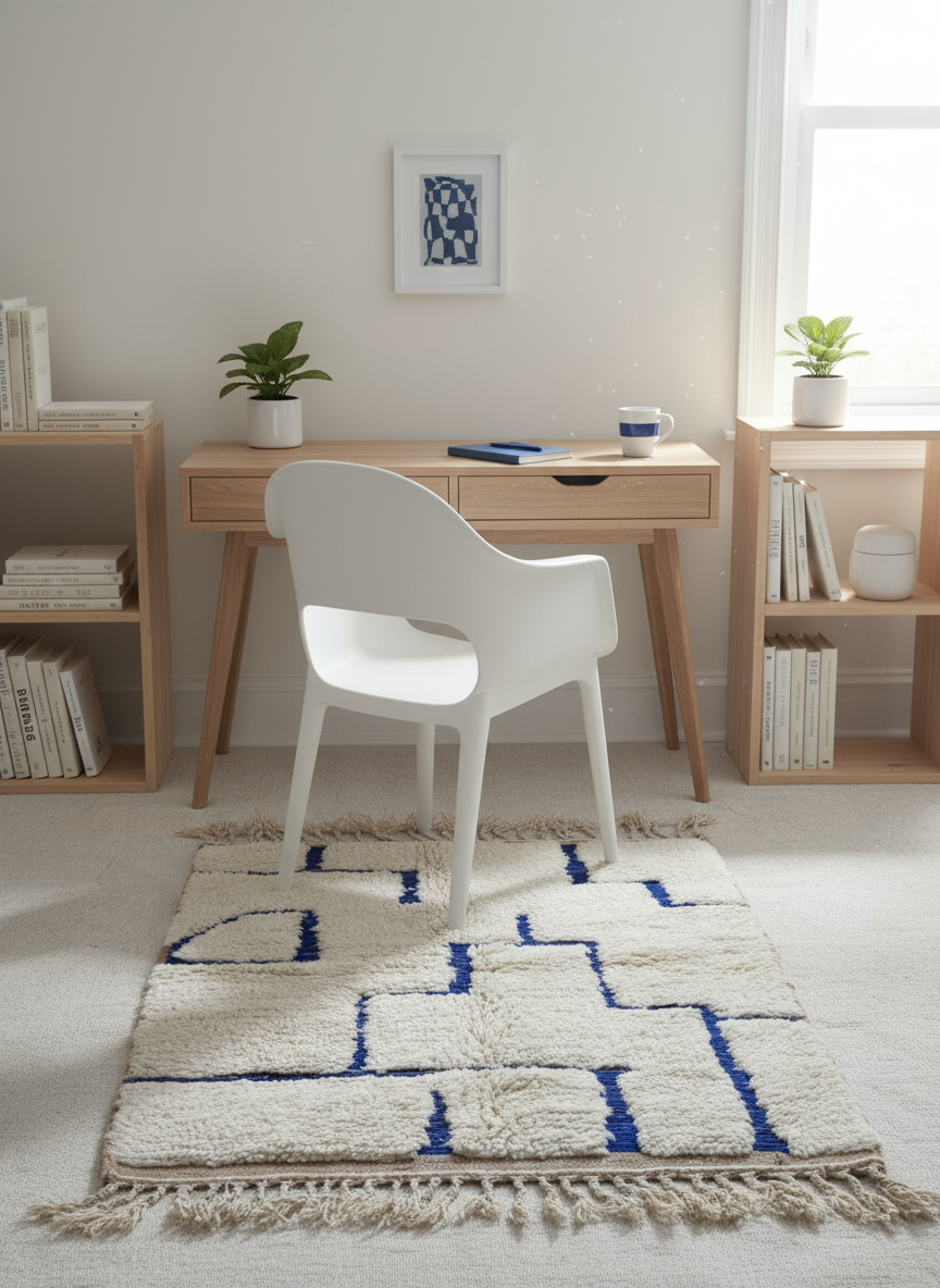 Tapis Azilal Marocain en Laine – Tissé à la Main par Artisans Berbères (Approx 39x59/100 x 150 cm)