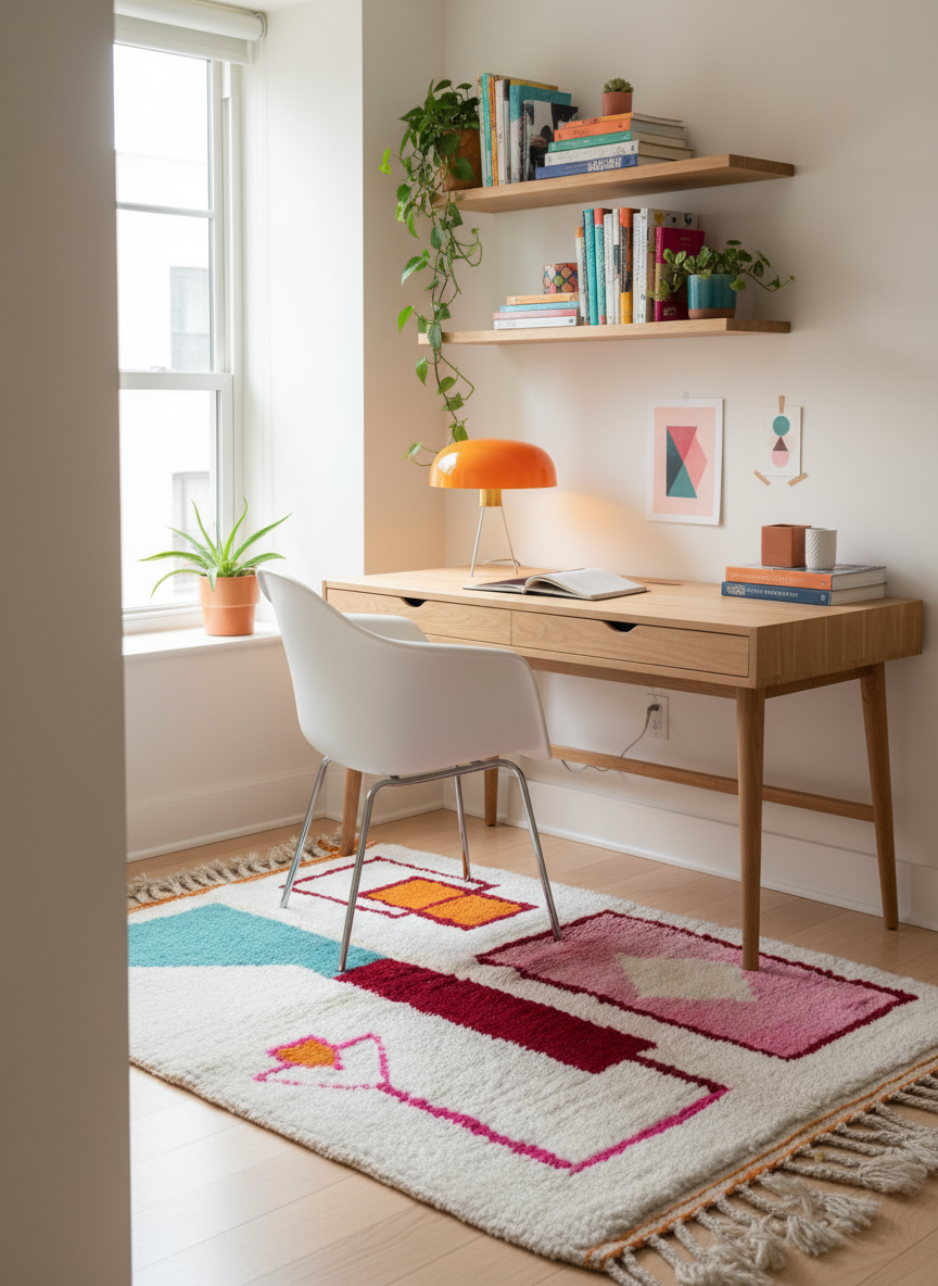 Tapis Azilal Marocain en Laine – Tissé à la Main par Artisans Berbères (Approx 39x59/100 x 150 cm)