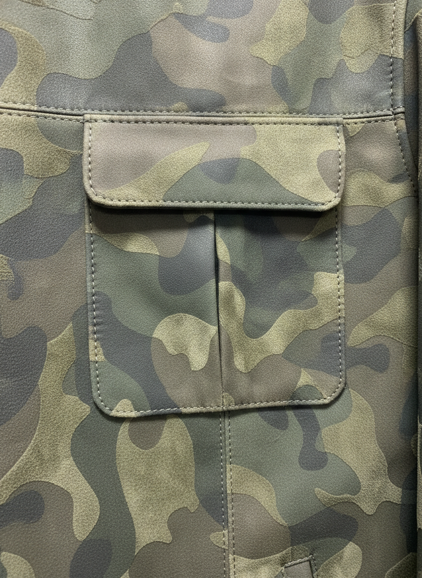 Blouson Cuir Homme Camouflage Vert Col Chemise – Orgacuir