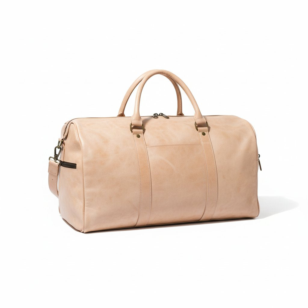 Sac de Voyage en Cuir Naturel Beige 55 cm