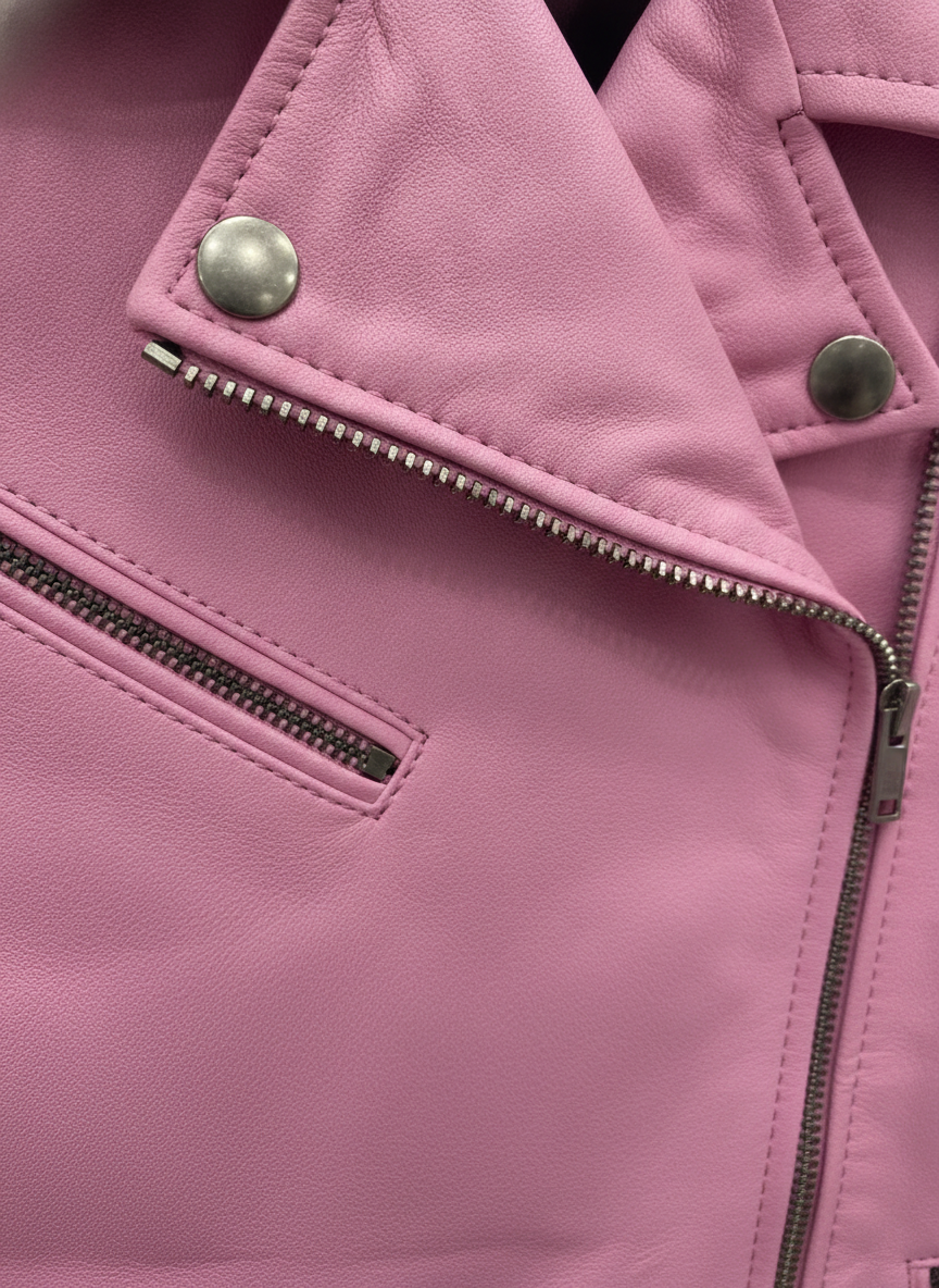 Blouson Cuir Femme Rose Perfecto Panthère – Orgacuir