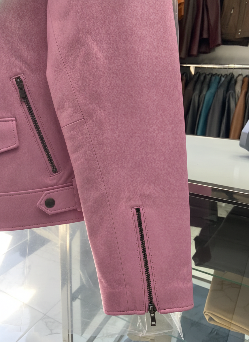 Blouson Cuir Femme Rose Perfecto Panthère – Orgacuir