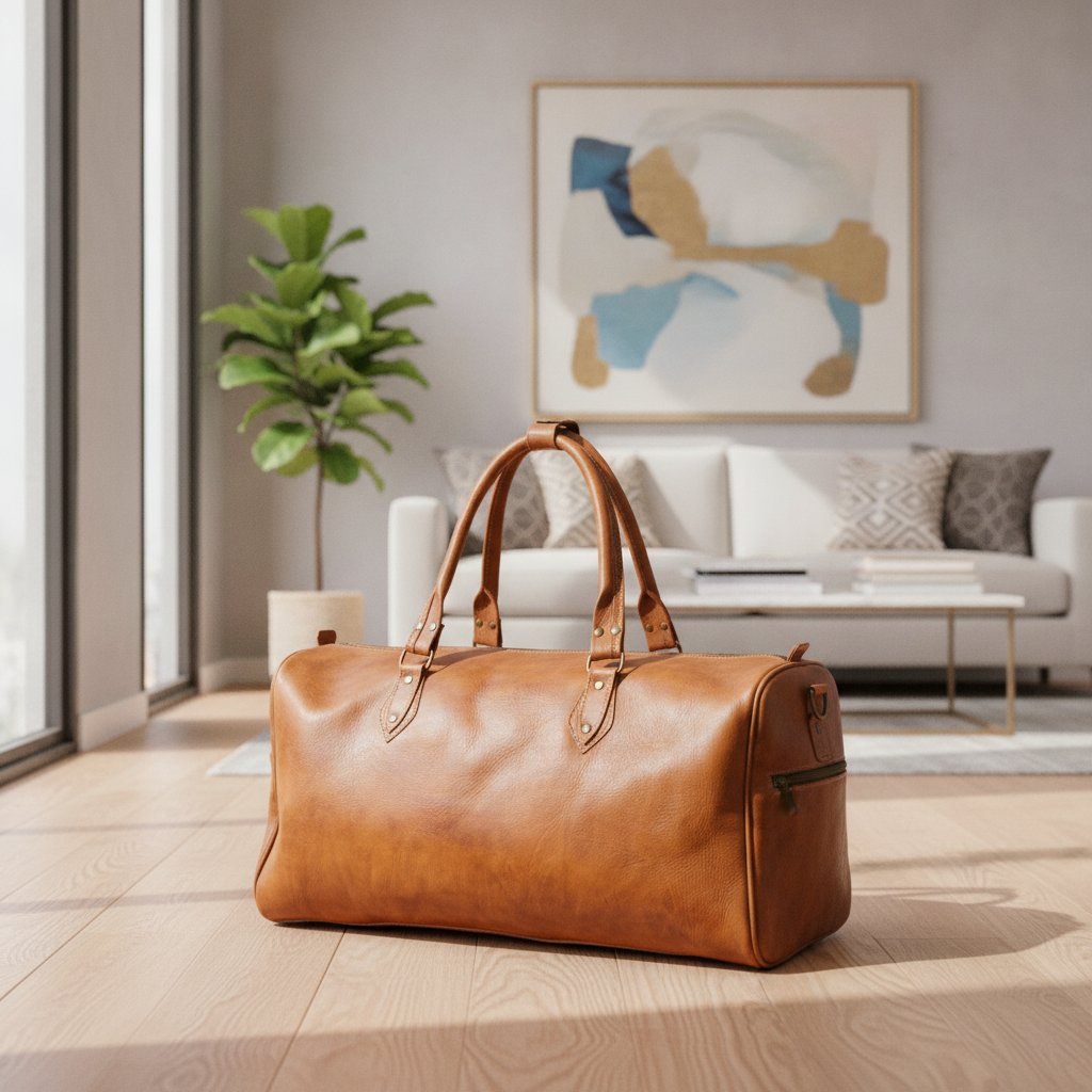 Sac de Voyage en Cuir Marron 56 cm