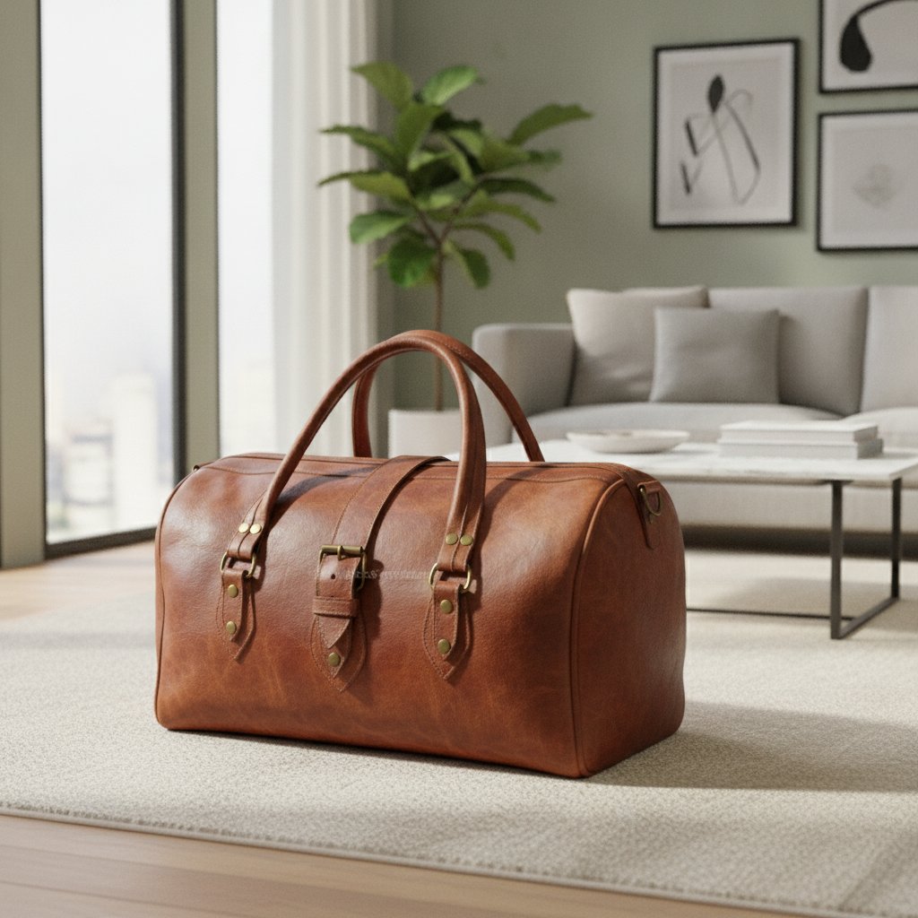 Sac de Voyage en Cuir Marron 50 cm